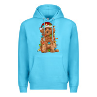 Ocean Blue toy poodle with christmas lights Premium Hoodie - RanaPortraitStore