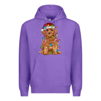 Purple toy poodle with christmas lights Premium Hoodie - RanaPortraitStore