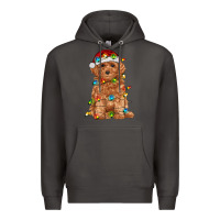 Smoke toy poodle with christmas lights Premium Hoodie - RanaPortraitStore
