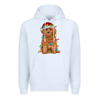 White toy poodle with christmas lights Premium Hoodie - RanaPortraitStore