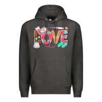 Charcoal Heather nurse love Premium Hoodie - texasbilliewilder