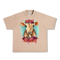 Burro Floral Cow Urban Heavy Tee - RanaPortraitStore
