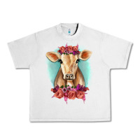 Lunar Rock Floral Cow Urban Heavy Tee - RanaPortraitStore