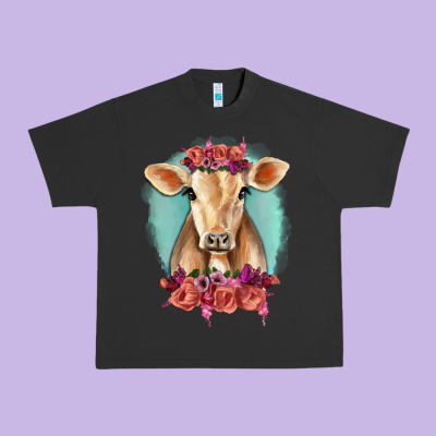 Floral Cow Urban Heavy Tee Designed By Ranaportraitstore