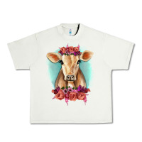 Pistachio Floral Cow Urban Heavy Tee - RanaPortraitStore