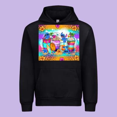 Stitch Summer Coffee Cups Urban Hoodie Designed By Zillion Design Studio