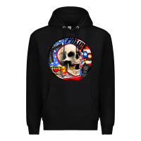 Black police skull and police equipment Premium Hoodie - AdoDesignShop