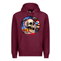 Burgundy police skull and police equipment Premium Hoodie - AdoDesignShop