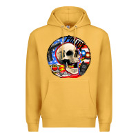 Mustard police skull and police equipment Premium Hoodie - AdoDesignShop