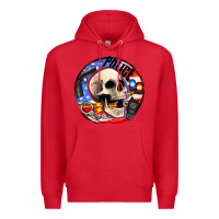 Red police skull and police equipment Premium Hoodie - AdoDesignShop