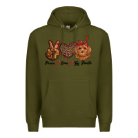 Army Green peace love toy poodle Premium Hoodie - RanaPortraitStore