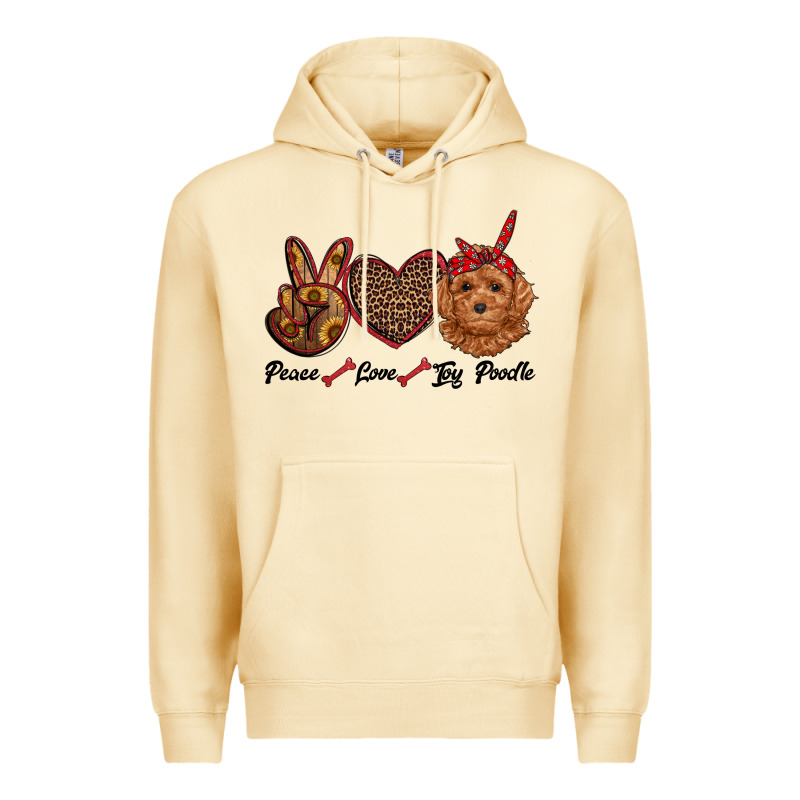 Peace Love Toy Poodle Premium Hoodie by RanaPortraitStore | Teevron