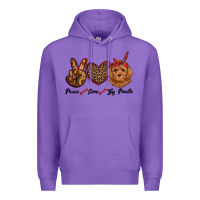 Purple peace love toy poodle Premium Hoodie - RanaPortraitStore