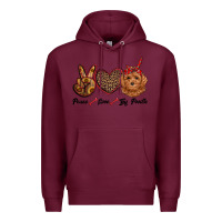 Burgundy peace love toy poodle Premium Hoodie - RanaPortraitStore