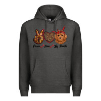 Charcoal Heather peace love toy poodle Premium Hoodie - RanaPortraitStore