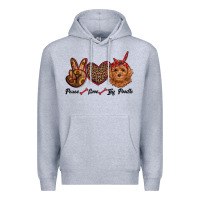 Heather Grey peace love toy poodle Premium Hoodie - RanaPortraitStore