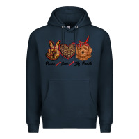 Navy peace love toy poodle Premium Hoodie - RanaPortraitStore