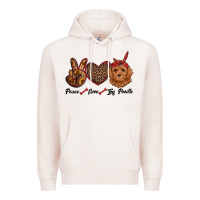 Pale Pink peace love toy poodle Premium Hoodie - RanaPortraitStore