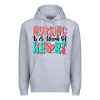 Heather Grey nursing is a work of heart Premium Hoodie - texasbilliewilder
