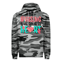 Slate Camo nursing is a work of heart Premium Hoodie - texasbilliewilder