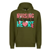 Army Green nursing is a work of heart Premium Hoodie - texasbilliewilder