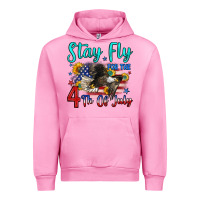 Fuchsia Pink stay fly for the 4 th of july Urban Hoodie - Zillion Design Studio