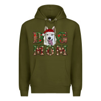 Army Green christmas  white shepherd dog mom Premium Hoodie - RanaPortraitStore