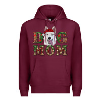 Burgundy christmas  white shepherd dog mom Premium Hoodie - RanaPortraitStore