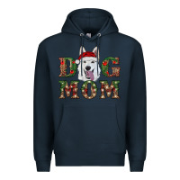 Navy christmas  white shepherd dog mom Premium Hoodie - RanaPortraitStore