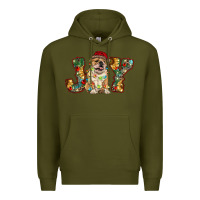 Army Green bulldog christmas joy Premium Hoodie - RanaPortraitStore