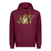 Burgundy bulldog christmas joy Premium Hoodie - RanaPortraitStore