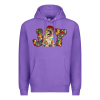 Purple bulldog christmas joy Premium Hoodie - RanaPortraitStore