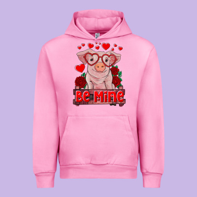 Be Mine Valentine's Day Baby Pig Urban Hoodie Designed By Ranaportraitstore