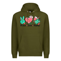 Army Green peace love nurse Premium Hoodie - texasbilliewilder