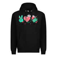 Black peace love nurse Premium Hoodie - texasbilliewilder
