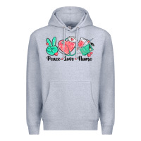 Heather Grey peace love nurse Premium Hoodie - texasbilliewilder