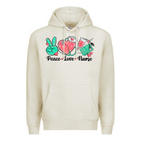 Oatmeal Heather peace love nurse Premium Hoodie - texasbilliewilder