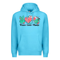 Ocean Blue peace love nurse Premium Hoodie - texasbilliewilder