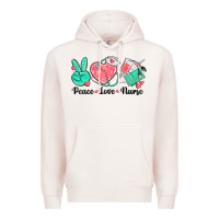 Pale Pink peace love nurse Premium Hoodie - texasbilliewilder