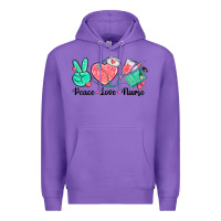 Purple peace love nurse Premium Hoodie - texasbilliewilder