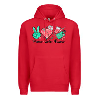 Red peace love nurse Premium Hoodie - texasbilliewilder