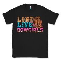 Black Western Long Live Cowgirls With Roses Classic Tee - BundleAndBundleShop