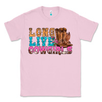 Bubblegum Pink Western Long Live Cowgirls With Roses Classic Tee - BundleAndBundleShop