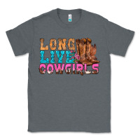 Charcoal Heather Western Long Live Cowgirls With Roses Classic Tee - BundleAndBundleShop
