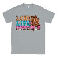 Heather Grey Western Long Live Cowgirls With Roses Classic Tee - BundleAndBundleShop