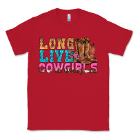 Red Western Long Live Cowgirls With Roses Classic Tee - BundleAndBundleShop