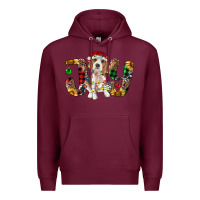 Burgundy beagle christmas joy Premium Hoodie - RanaPortraitStore