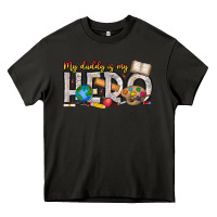 Asphalt My Daddy is my Hero Teacher Heavy Core Tee - CowhideDigitalArt
