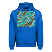 Cobalt turquoise brushstrokes with leopard and cowhide Urban Hoodie - RanaPortraitStore