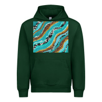 Forest Green turquoise brushstrokes with leopard and cowhide Urban Hoodie - RanaPortraitStore
